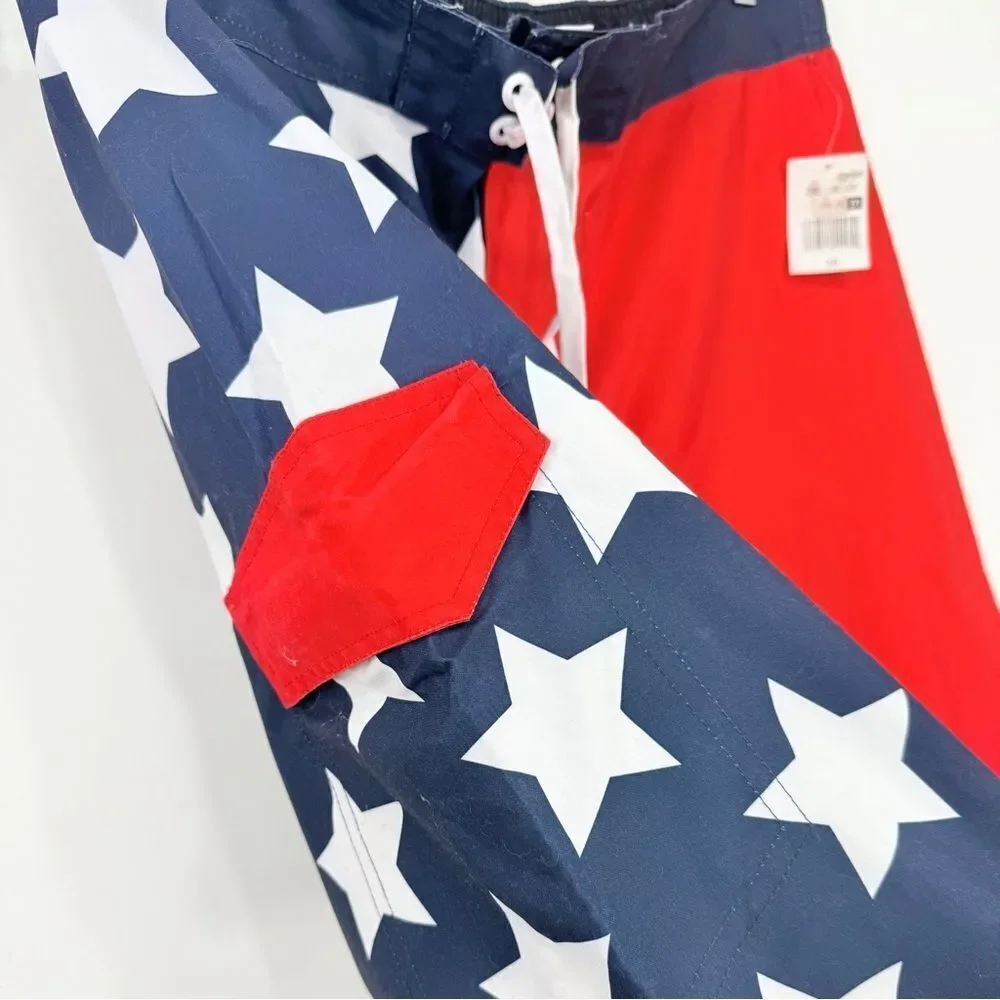 Meijer Red White Blue Starry Unlined Patriotic Board Americana Swim Shorts